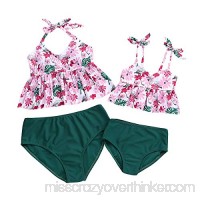 Mother and Daughter Bikini Suit Sling Flower High Waist Two-Piece Parent-Child Swimsuit Color A Size Child-XL Child-XL